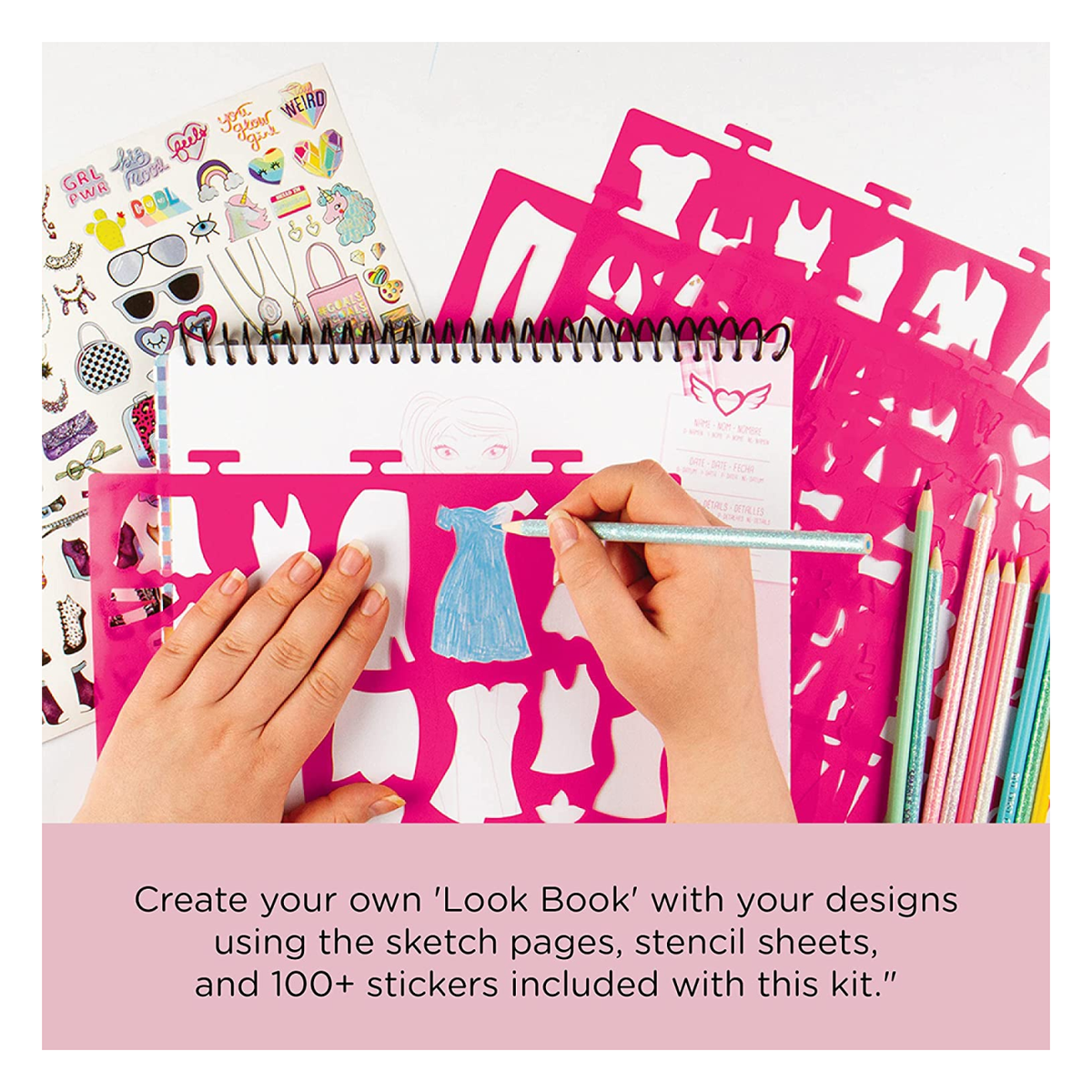 Fashion Design Sticker Book + Stencils