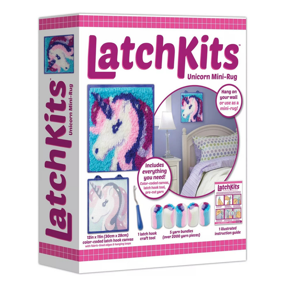 Mini Unicorn Latch Hook Rug Kit For Kids Crafts, Adults, Beginners
