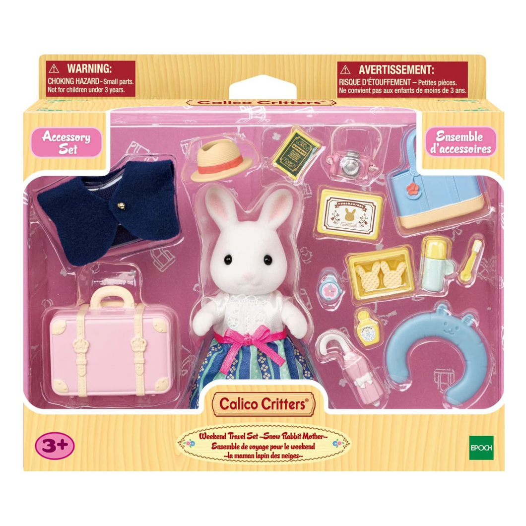 Calico Critters Snow Rabbit Mother's Weekend Travel Dollhouse Playset