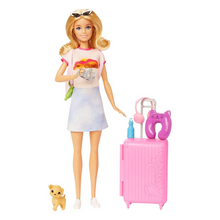 Load image into Gallery viewer, Barbie with puppy, camera, suitcase and travel accessories