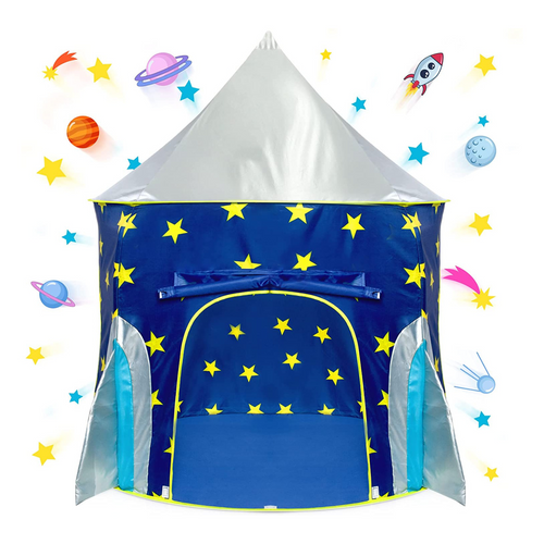 Rocket Ship Pop Up Playhouse Tent with Projector Toy