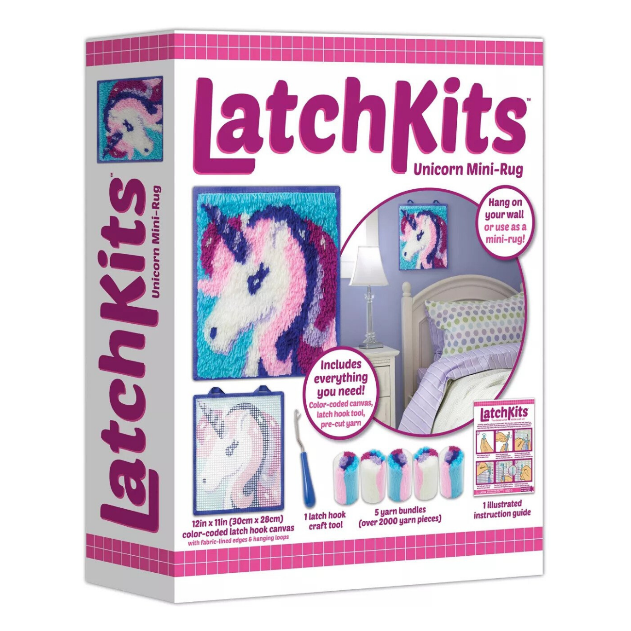  LatchKits Latch Hook Kit for Wall Hangings & Mini-Rugs