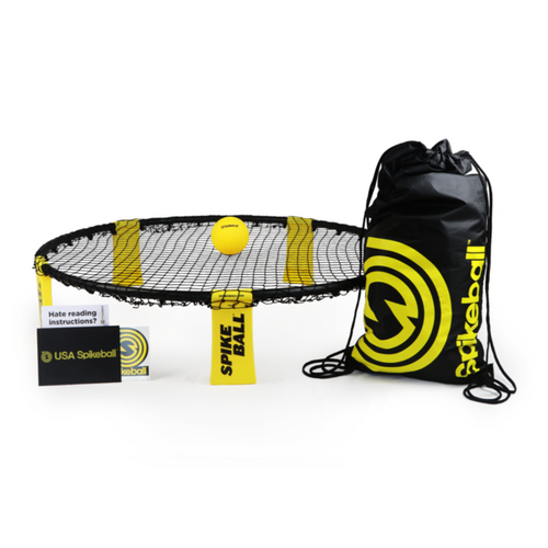 Spikeball pieces, including net, ball and bag